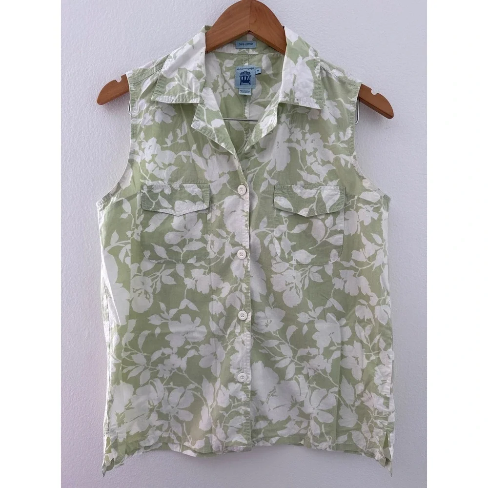 The Tropical Lifestyle Women's Sleeveless Shirt Size Med 100% Pure Cotton Tank - Picture 1 of 4